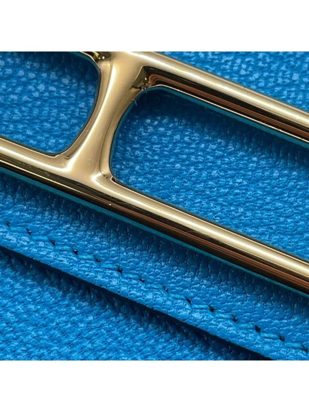 Hermes Wallet Roulis Slim Blue Frida Gold Chevre Misor